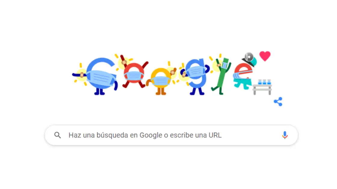 'Vac&uacute;nate contra la COVID-19. Ponte la mascarilla. Salva vidas', el mensaje de Google en su nuevo doodle
