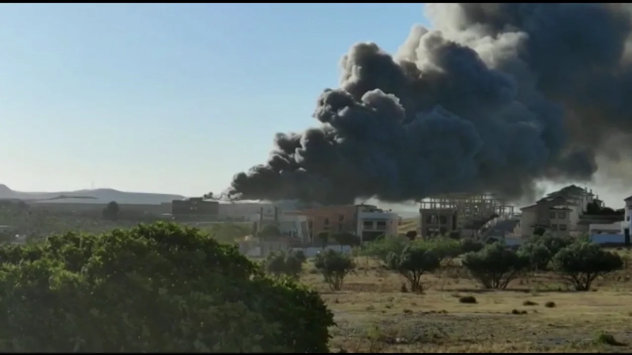 Un incendio arrasa con el pol&iacute;gono industrial de un almac&eacute;n de jamones en Otura 