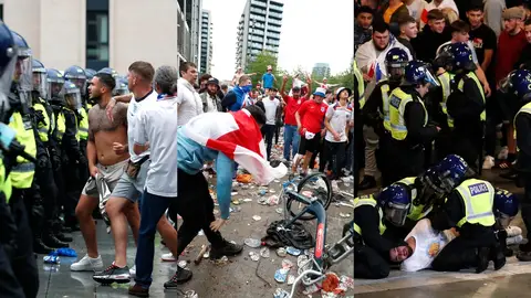 Los hooligans la lían en Wembley Los hooligans la lían en Wembley