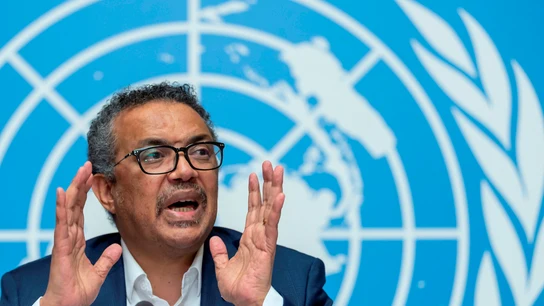 El director general de la OMS, Tedros Adhanom Ghebreyesus, durante una comparecencia ante la prensa El director general de la OMS, Tedros Adhanom Ghebreyesus, durante una comparecencia ante la prensa