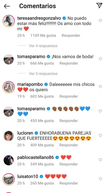 Comentarios de enhorabuena por el compromiso BODA A LA VISTA