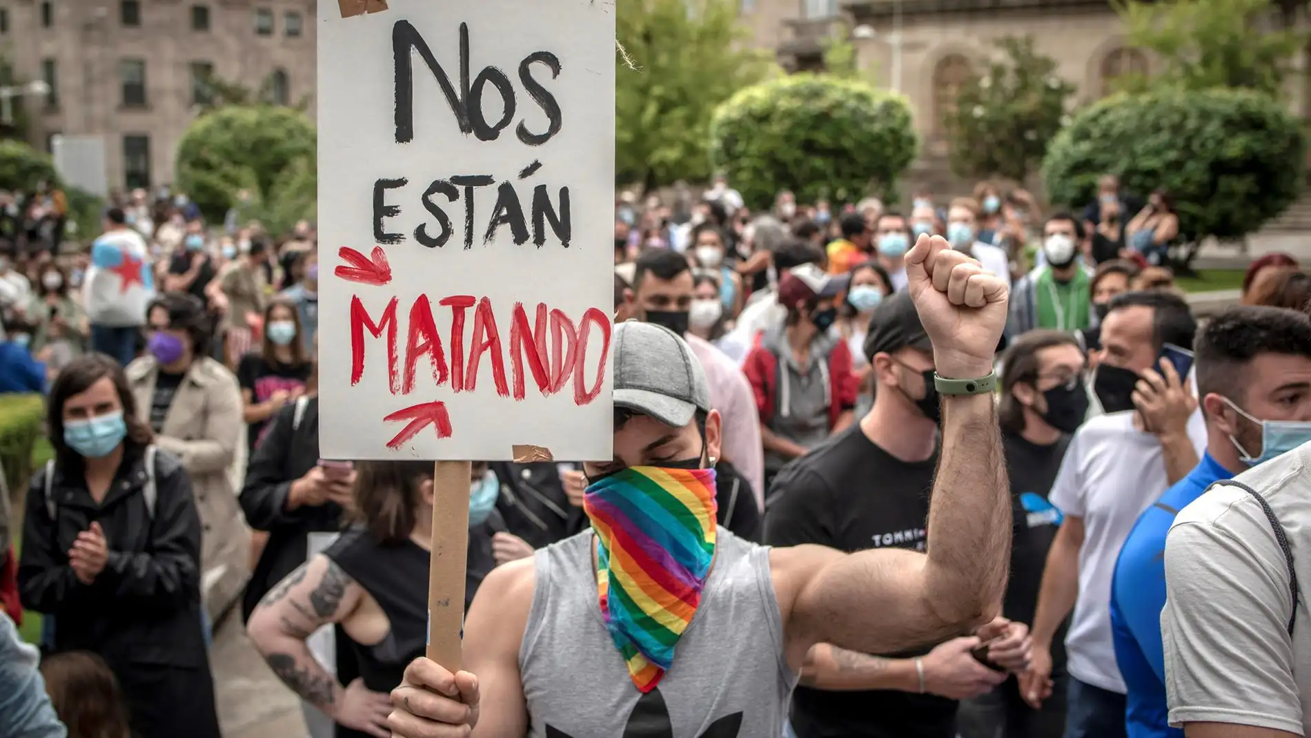 Manifestación en condena por el asesinato de Samuel Luiz