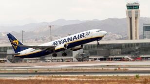 Un avi&oacute;n de la compa&ntilde;&iacute;a Ryanair durante un despegue