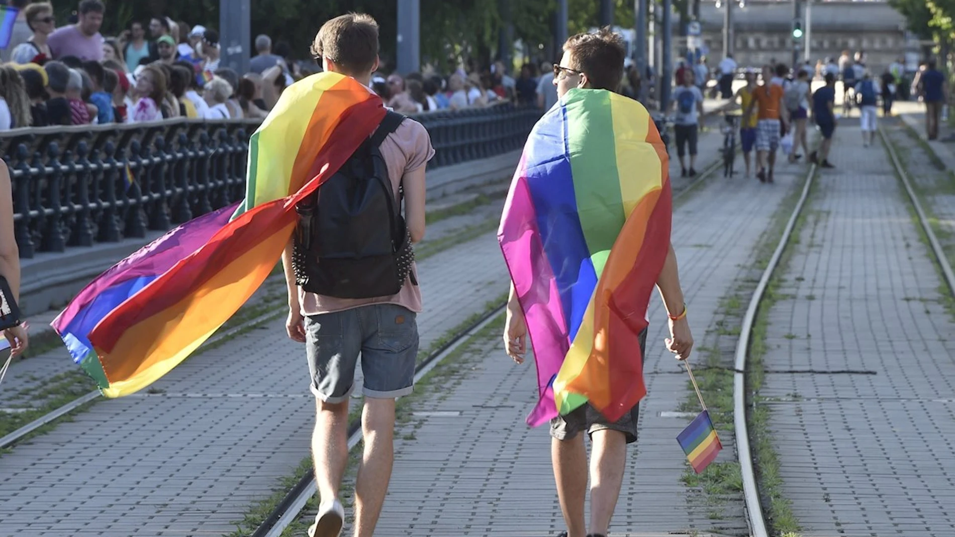 Participantes en la marcha del Orgullo celebrada el pasado 8 de julio en Budapest