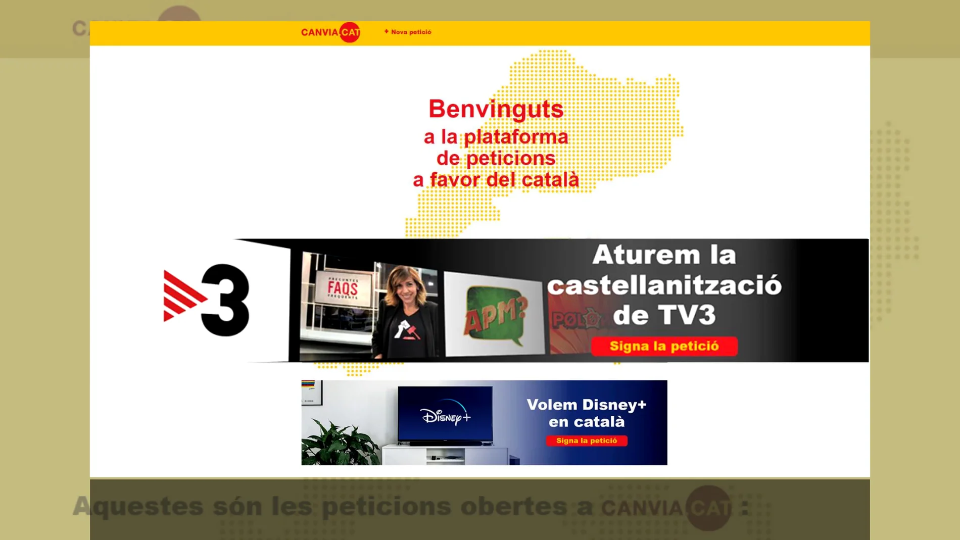 Una página web recoge firmas contra el castellano en TV3 