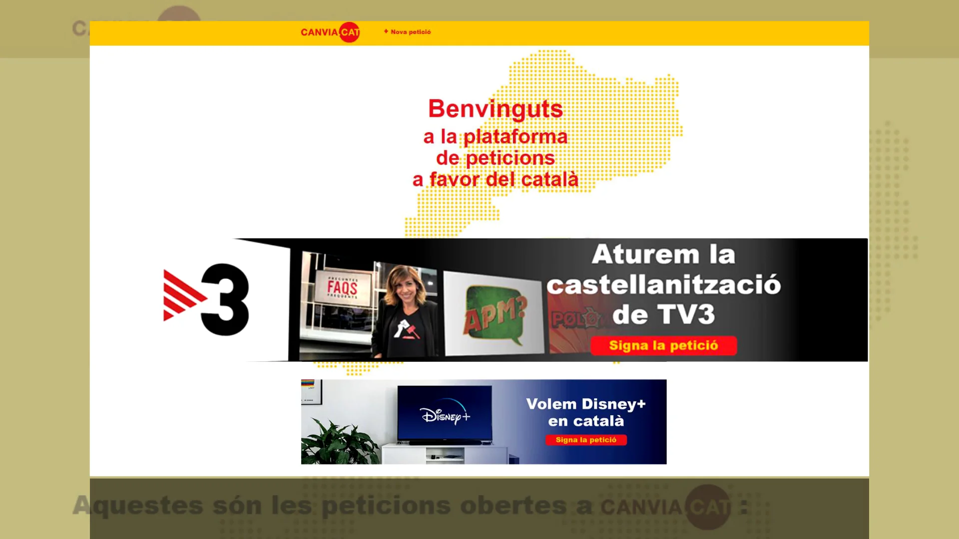 Una página web recoge firmas contra el castellano en TV3 Una página web recoge firmas contra el castellano en TV3