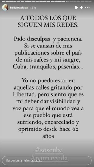 El mensaje de Elena Tablada 