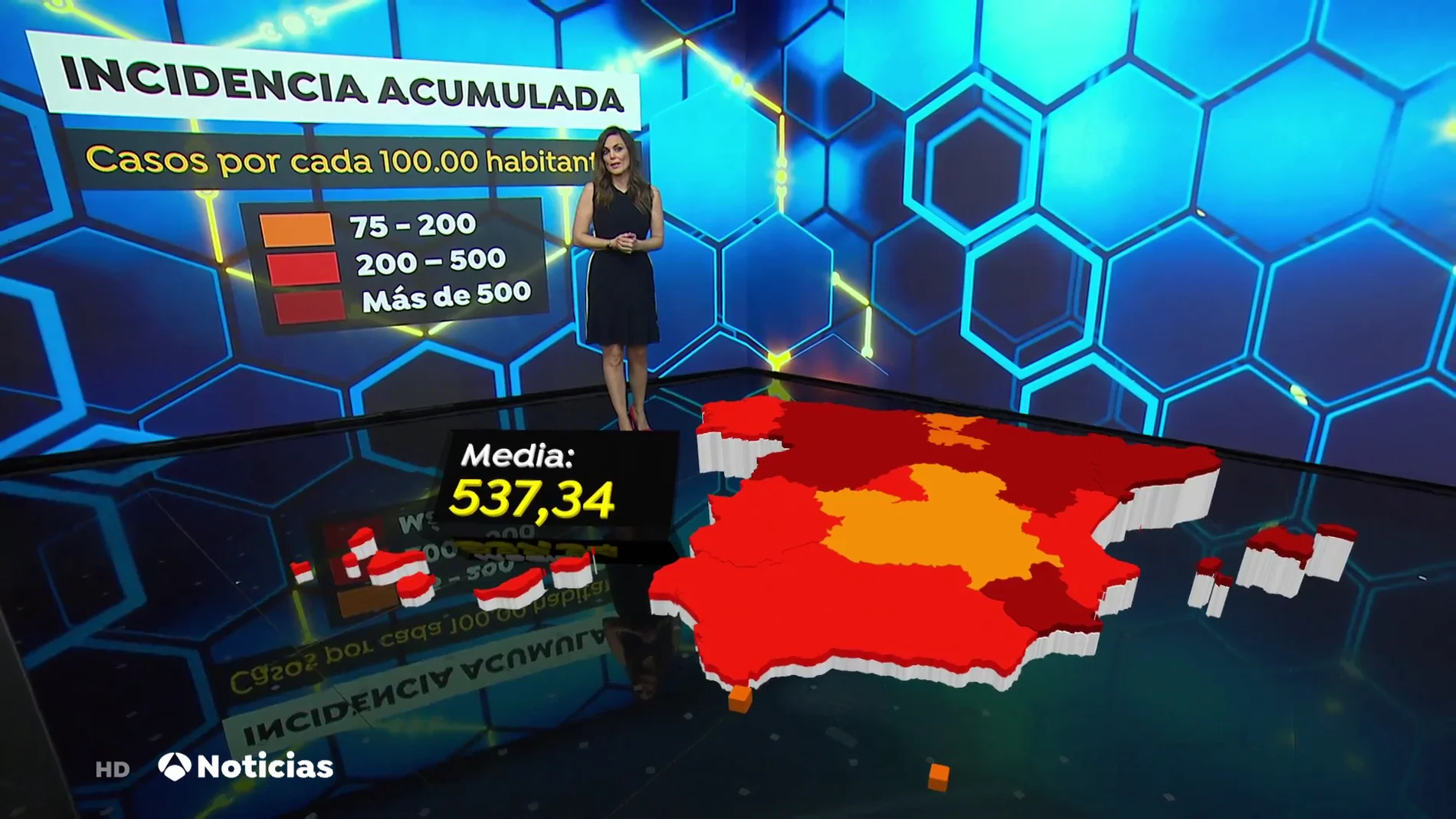 La incidencia acumulada continúa subiendo en España: 537 casos por cada 100.000 habitantes