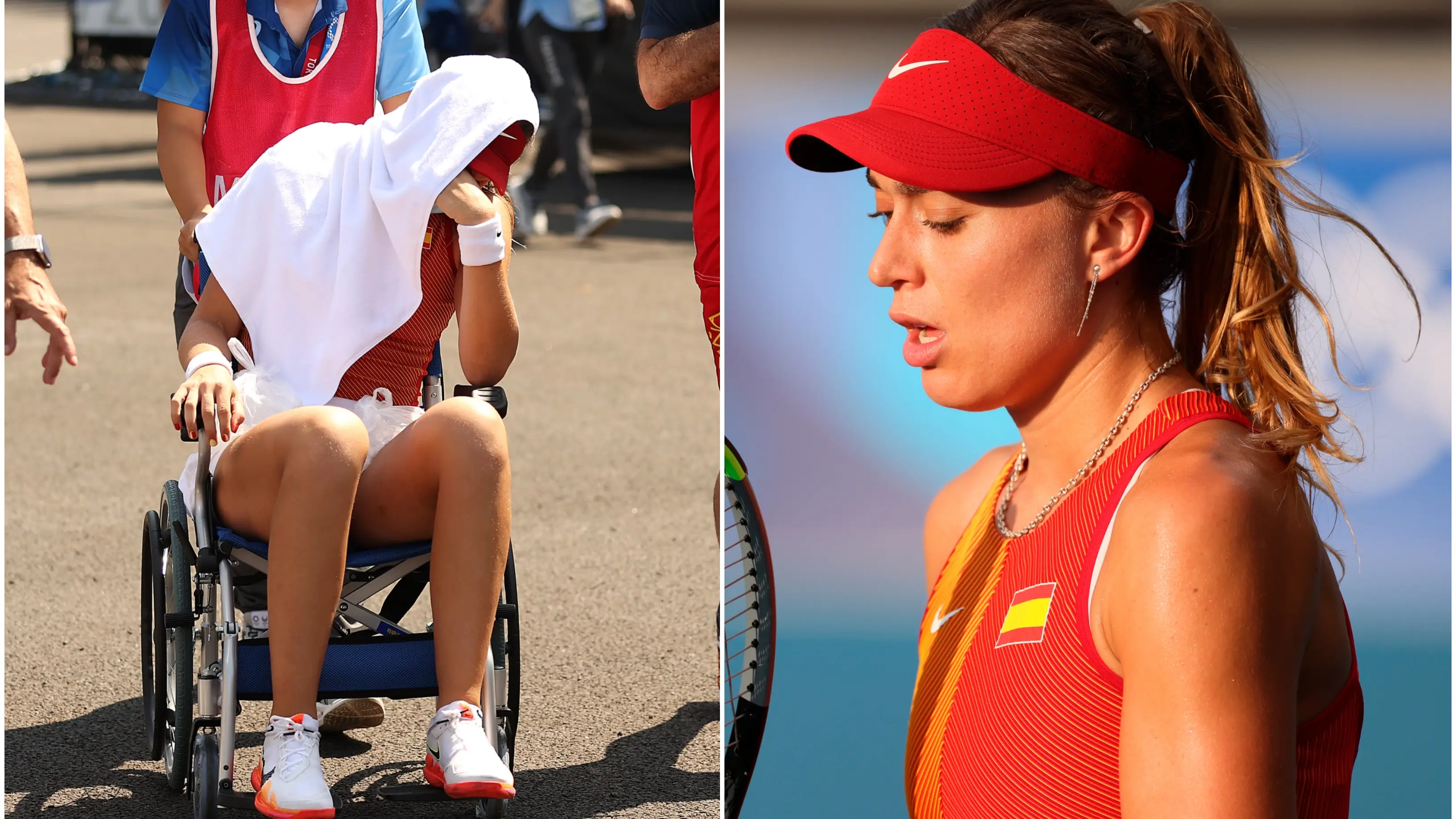 Paula Badosa sufre un golpe de calor y abandona la pista en silla de ruedas Paula Badosa sufre un golpe de calor y abandona la pista en silla de ruedas
