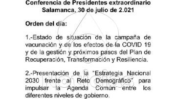 Orden del día de la Conferencia de Presidentes