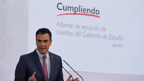 El presidente del Gobierno, Pedro Sánchez, hace balance del curso político marcado por la pandemia y la reapertura del diálogo con Cataluña y presenta un informe sobre el cumplimiento de los compromisos contraídos por el Ejecutivo El presidente del Gobierno, Pedro Sánchez, hace balance del curso político marcado por la pandemia y la reapertura del diálogo con Cataluña y presenta un informe sobre el cumplimiento de los compromisos contraídos por el Ejecutivo