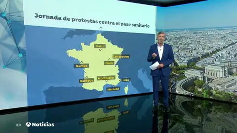 Protestas en Francia contra el certificado sanitario que entrará en vigor el 9 de agosto Protestas en Francia contra el certificado sanitario que entrará en vigor el 9 de agosto