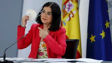 La ministra de Sanidad, Carolina Darias, durante la rueda de prensa ofrecida tras presidir, por videoconferencia, la reunión del Consejo Interterritorial del Sistema Nacional de Salud, este miércoles en Madrid La ministra de Sanidad, Carolina Darias, durante la rueda de prensa ofrecida tras presidir, por videoconferencia, la reunión del Consejo Interterritorial del Sistema Nacional de Salud, este miércoles en Madrid