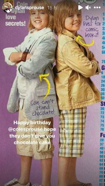 La imagen con la que Dylan felicita a Cole por su cumpleaños