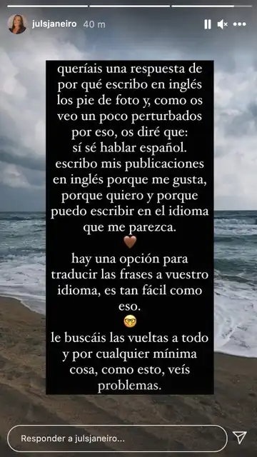 Julia Janeiro responde a las críticas Julia Janeiro responde a las críticas