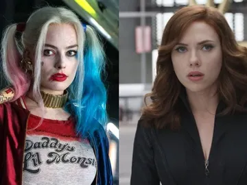 Margot Robbie y Scarlett Johansson como Harley Quinn y Viuda Negra Margot Robbie y Scarlett Johansson como Harley Quinn y Viuda Negra