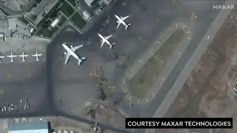 Las imágenes de los satélites muestran la situación de caos cerca del aeropuerto de Kabul, en Afganistán Las imágenes de los satélites muestran la situación de caos cerca del aeropuerto de Kabul, en Afganistán