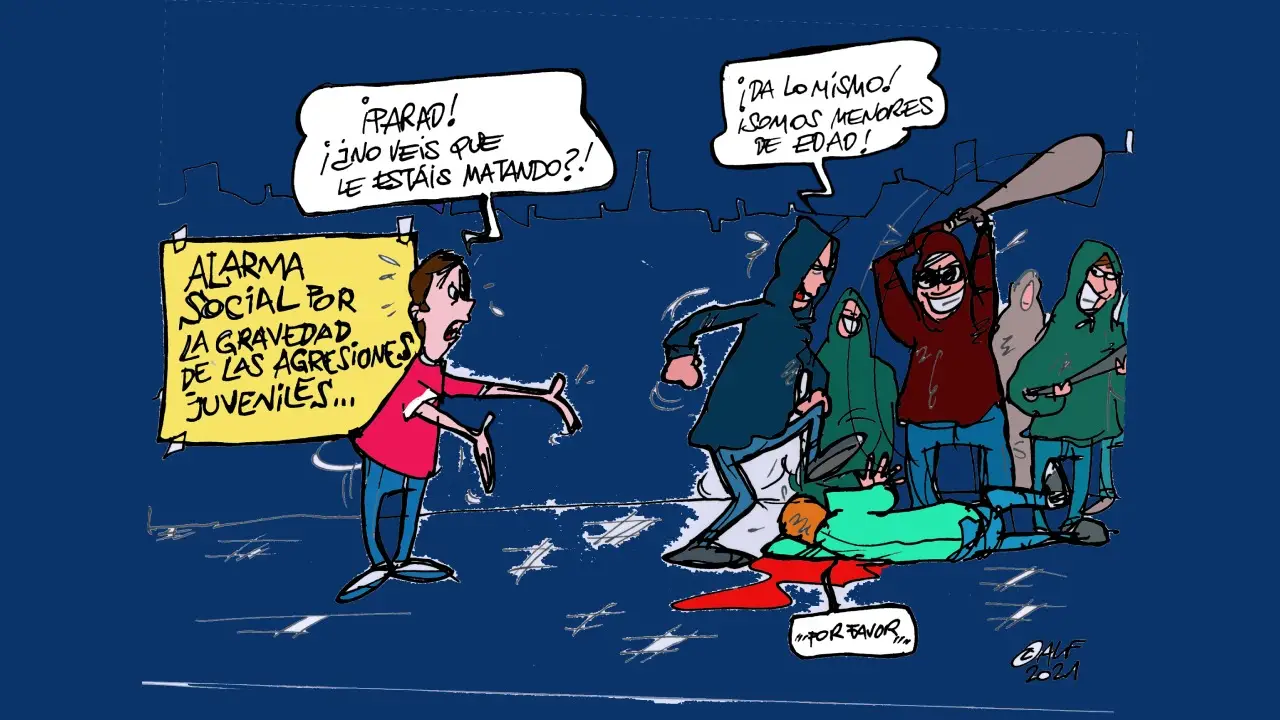 El aumento de la violencia juvenil, en la viñeta gráfica de Alfredo Boto-Hervás Violencia
