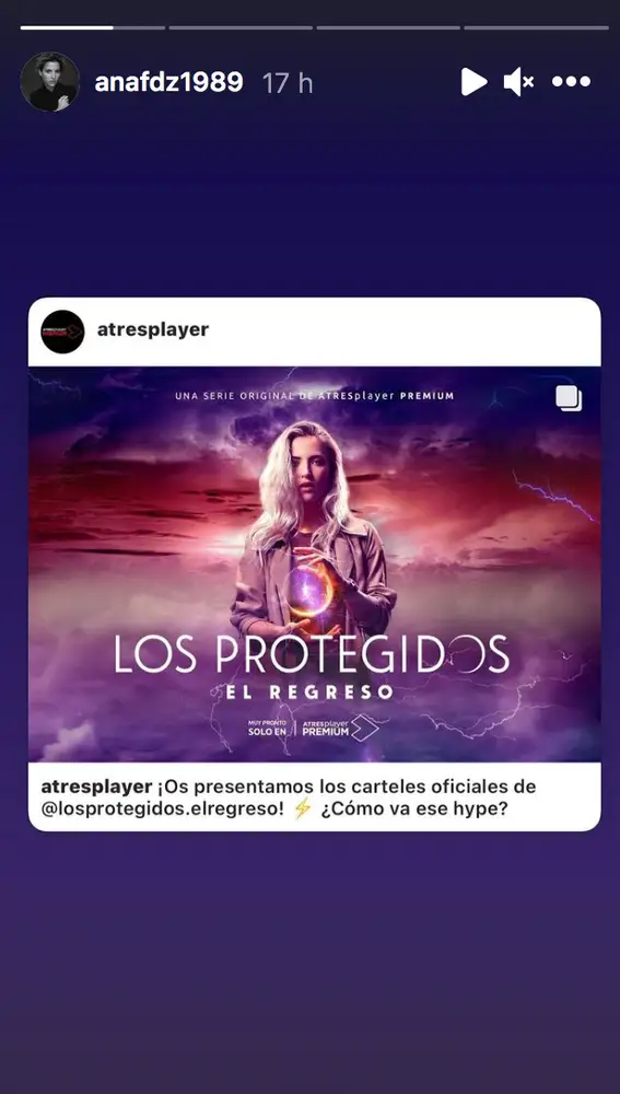 Instagram Story de Ana Fernández promocionando la serie