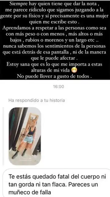 Rocío Flores responde a las críticas sobre su nuevo físico Rocío Flores responde a las críticas sobre su nuevo físico