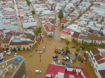 El efecto de la DANA en Lepe desde al aire El efecto de la DANA en Lepe desde al aire