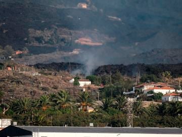 magen hoy Domingo de la colada de lava expulsada por el volcán Cumbre Vieja de La Palma por encima del pueblo palmeño de Todoque