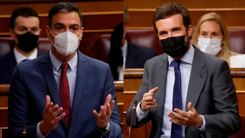 Pedro Sánchez y Pablo Casado en la sesión de control Pedro Sánchez y Pablo Casado en la sesión de control