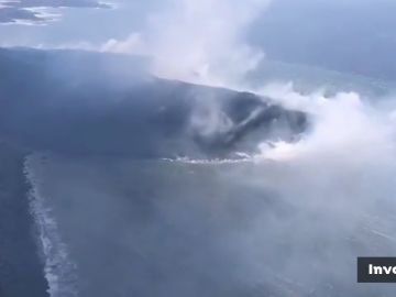 Vista del delta de lava del volcán de La Palma grabado en el campo