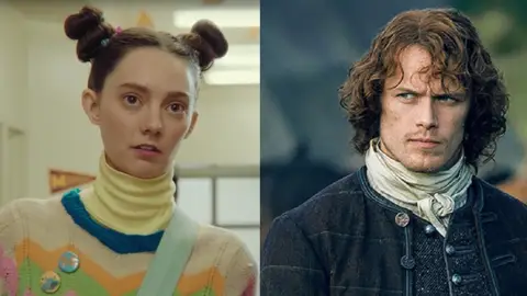 Tanya Reynolds ('Sex Education') y Sam Heughan ('Outlander') Tanya Reynolds ('Sex Education') y Sam Heughan ('Outlander')