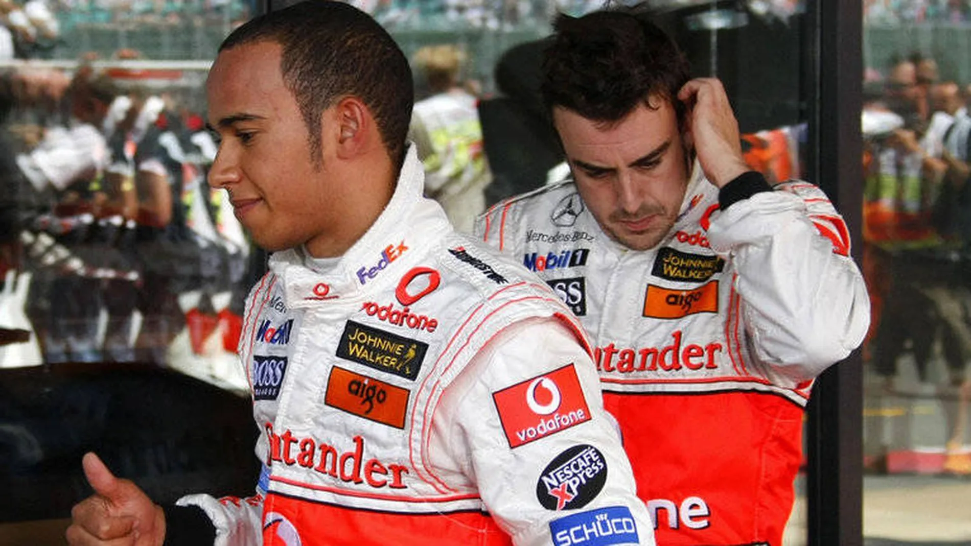 Fernando Alonso y Lewis Hamilton en su temporada en McLaren en 2007