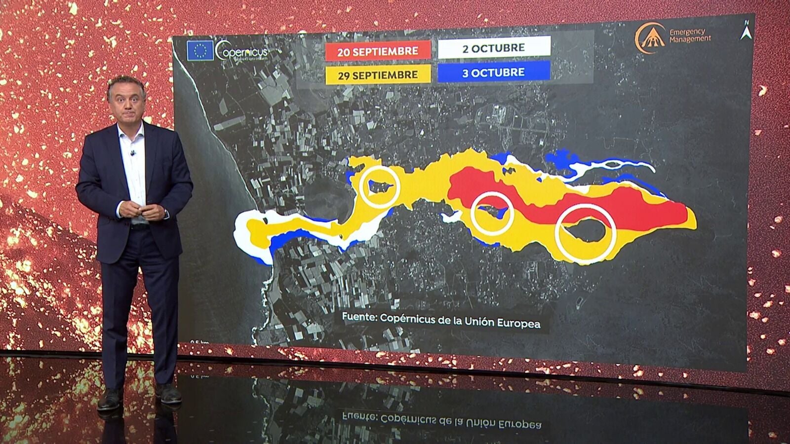 Roberto Brasero explica cómo el viento aleja la nube de gases nocivos provocados por el volcán de La Palma