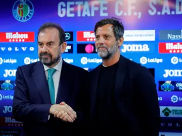 Quique Sánchez Flores y Ángel Torres, en la presentación del técnico madrileño Quique Sánchez Flores y Ángel Torres, en la presentación del técnico madrileño