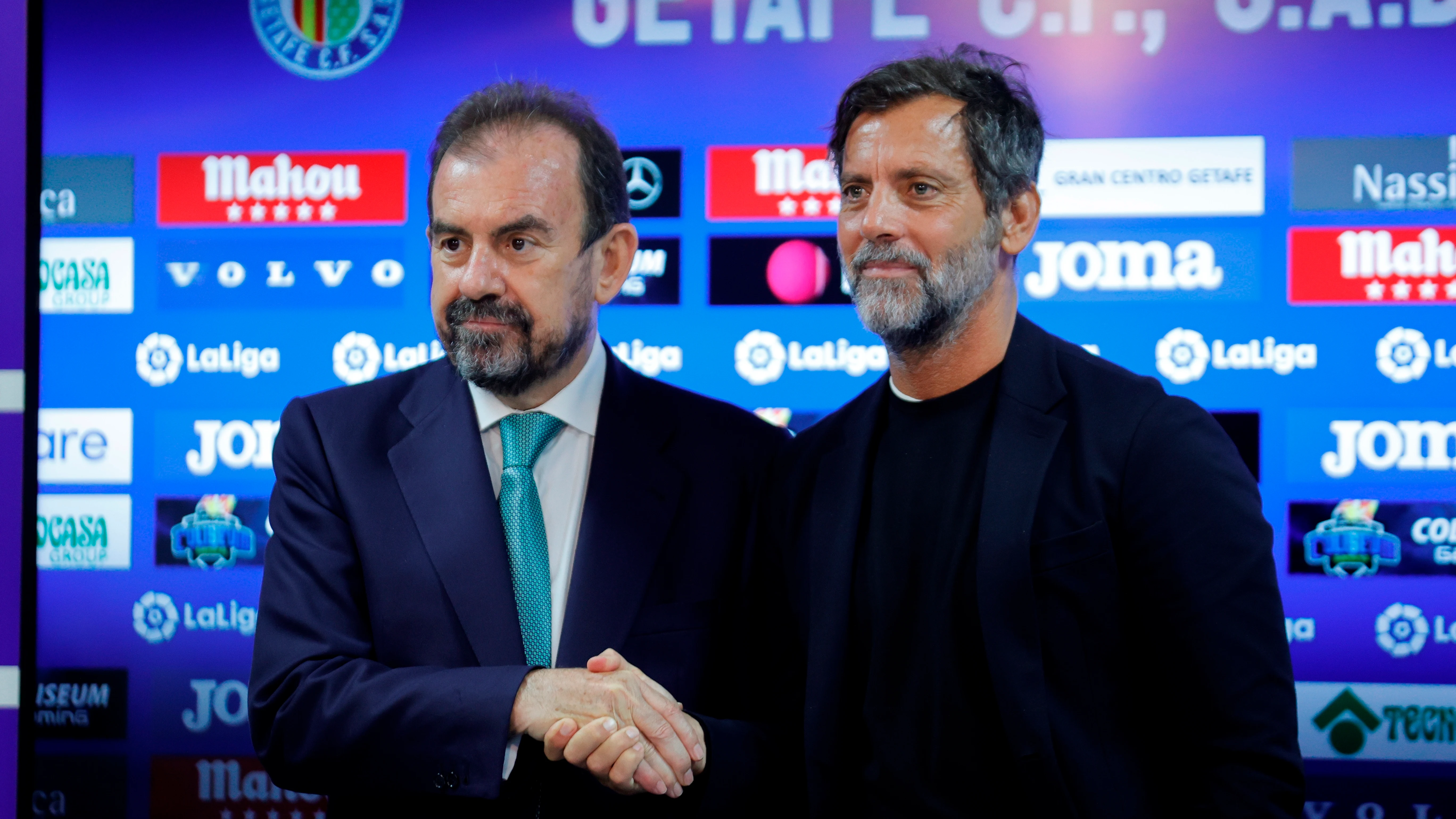 Quique Sánchez Flores y Ángel Torres, en la presentación del técnico madrileño Quique Sánchez Flores y Ángel Torres, en la presentación del técnico madrileño
