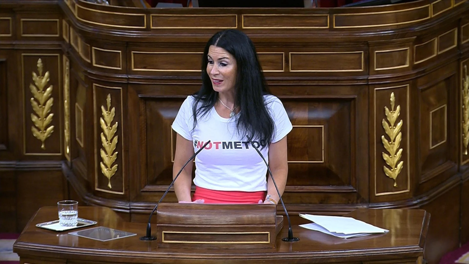 El discurso antifeminista y la camiseta contra el 'MeToo' de la diputada de Vox Carla Toscano y la respuesta de Montero