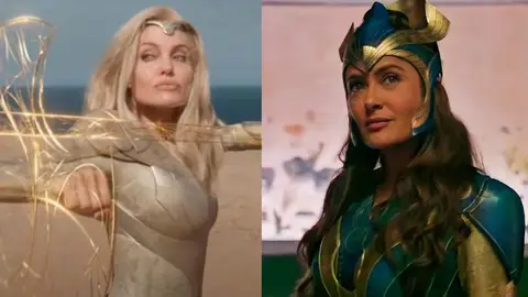 Angelina Jolie y Salma Hayek en 'Eternals' Angelina Jolie y Salma Hayek en 'Eternals'