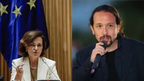 Pablo Iglesias y Carmen Calvo Pablo Iglesias y Carmen Calvo