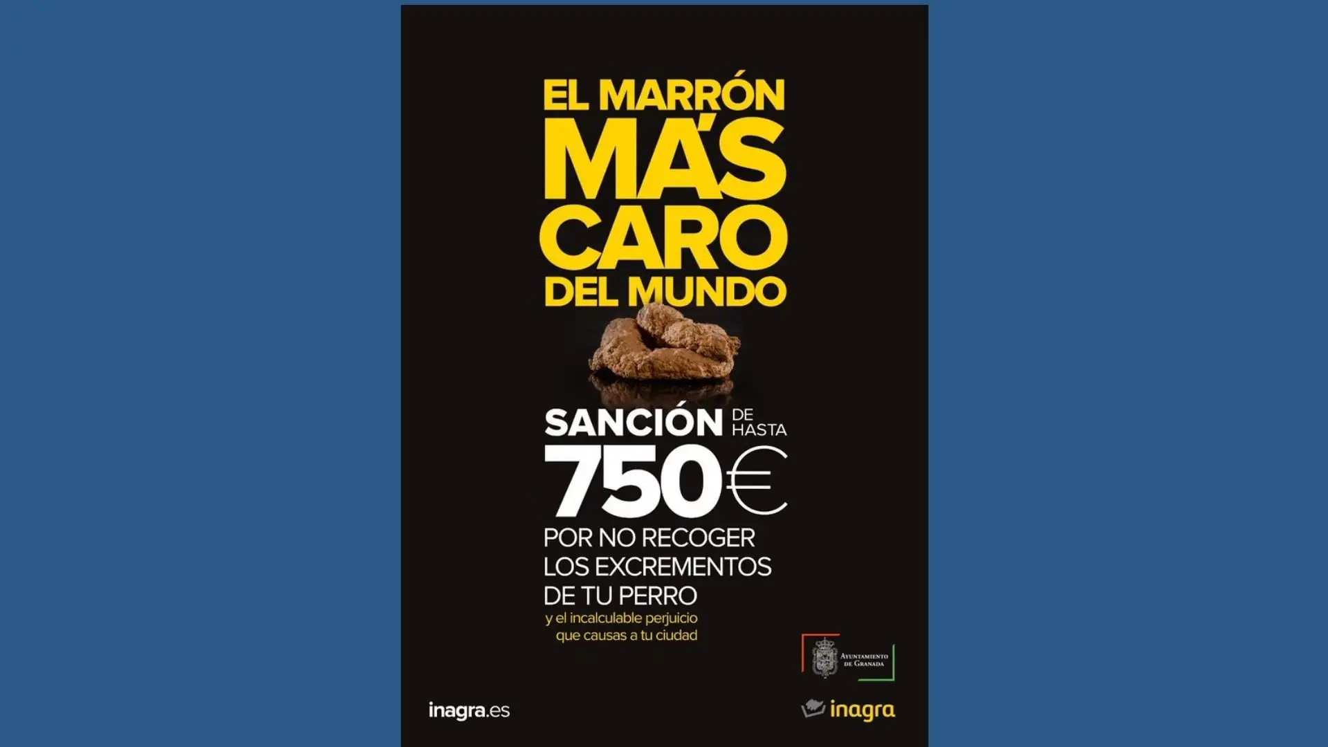 'El marrón más caro del mundo', así recuerda el Ayuntamiento de Granada que no recoger la caca de tu perro te puede costar 750 euros 'El marrón más caro del mundo', así recuerda el Ayuntamiento de Granada que no recoger la caca de tu perro te puede costar 750 euros