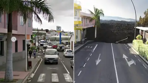 Así es el antes y el después del volcán de La Palma del barrio de La Laguna Así es el antes y el después del volcán de La Palma del barrio de La Laguna