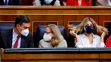 Pedro Sánchez, Nadia Calviño y Yolanda Díaz Pedro Sánchez, Nadia Calviño y Yolanda Díaz
