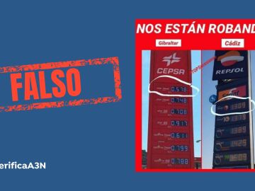 VERIFICA A3N: No nos están robando, la imagen viral que compara el precio de la gasolina entre Gibraltar y Cádiz es antigua