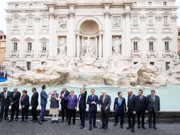 La fotografía de los líderes del G20 en la Fontana de Trevi