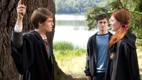 Robbir Jarveis como James Potter y Daniel Radcliffe como Harry Potter en 'La orden del Fénix' 
