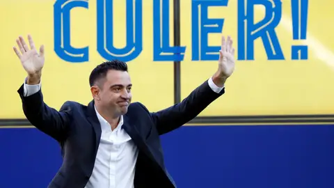 Xavi Hernández, en su presentación en el Camp Nou Xavi Hernández, en su presentación en el Camp Nou