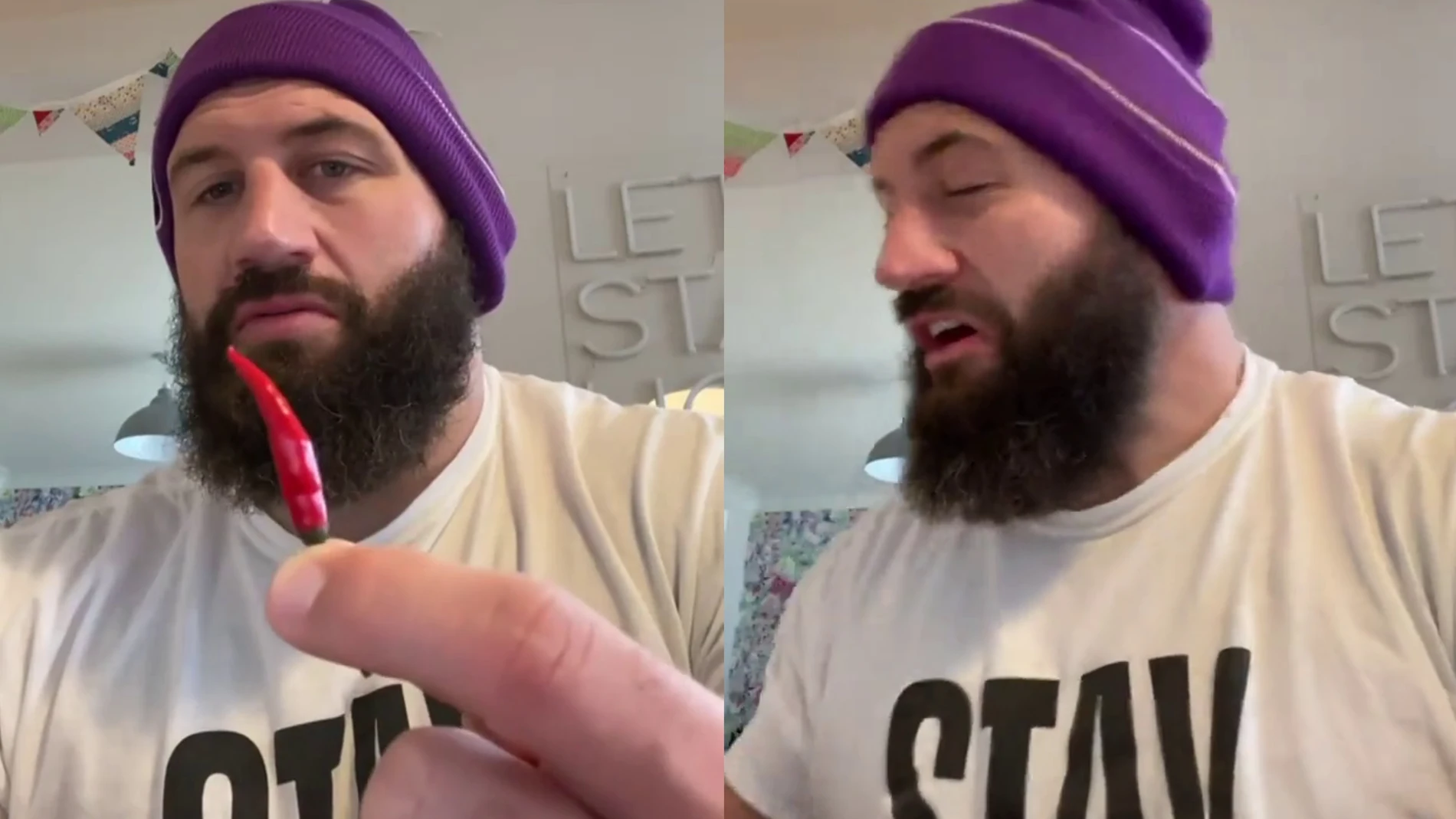 El vídeo viral de un jugador de rugby que se come un chile tras perder el gusto por el coronavirus