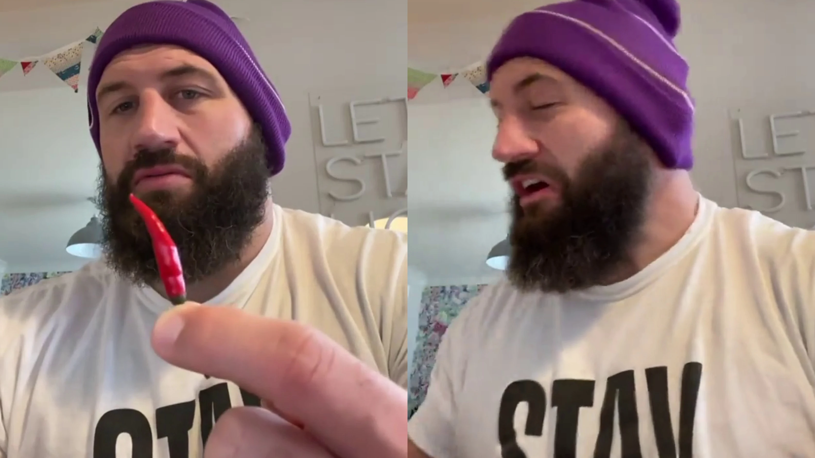 El vídeo viral de un jugador de rugby que se come un chile tras perder el gusto por el coronavirus El vídeo viral de un jugador de rugby que se come un chile tras perder el gusto por el coronavirus