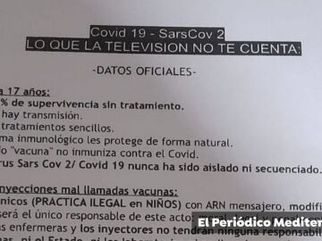 Negacionistas del Covid-19 lanzan una campaña de buzoneo en Castellón con informaciones falsas sobre las vacunas