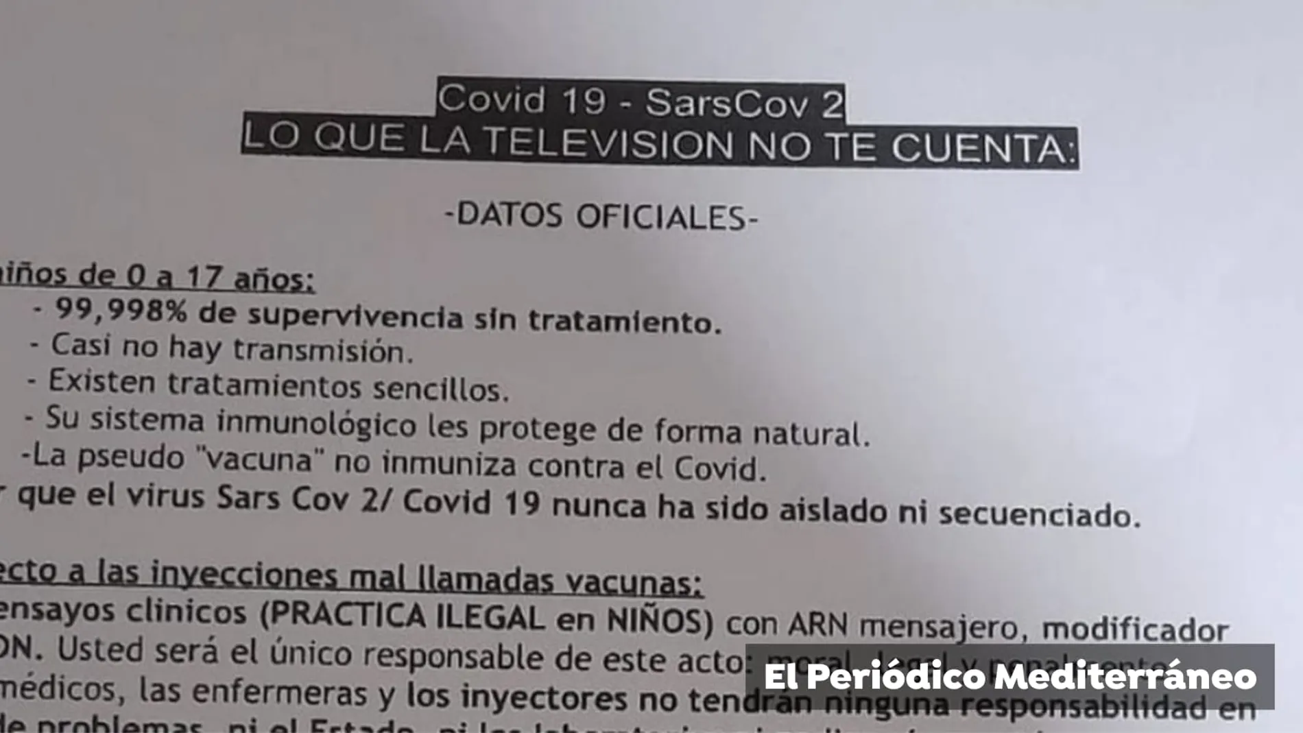Negacionistas del Covid-19 lanzan una campaña de buzoneo en Castellón con informaciones falsas sobre las vacunas