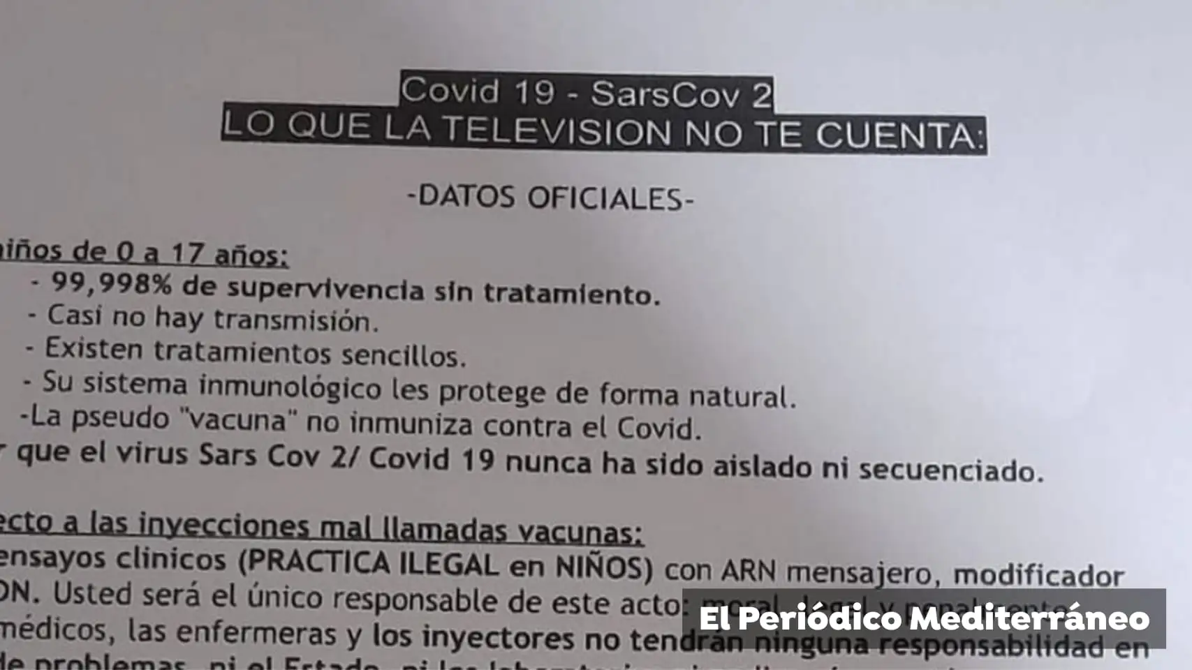 Negacionistas del Covid-19 lanzan una campaña de buzoneo en Castellón con informaciones falsas sobre las vacunas Negacionistas del Covid-19 lanzan una campaña de buzoneo en Castellón con informaciones falsas sobre las vacunas