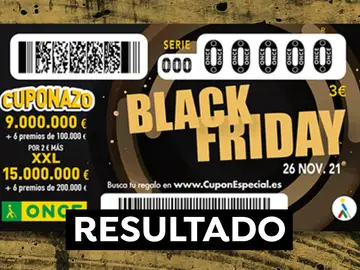 Sorteo del Cuponazo Black Friday de la ONCE hoy 26 de noviembre, en directo Sorteo del Cuponazo Black Friday de la ONCE hoy 26 de noviembre, en directo