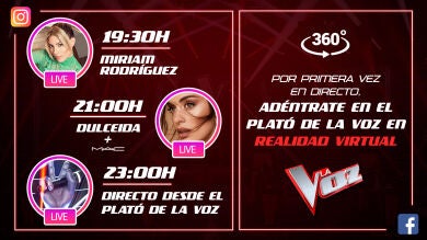 ¡Atentos a las redes sociales! Hoy te esperan Miriam Rodríguez, Dulceida y el plató de 'La Voz' como nunca lo has visto